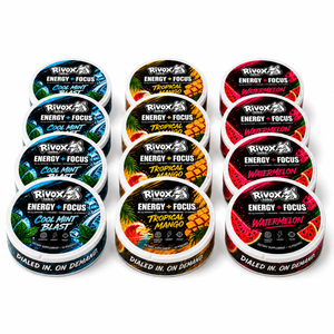 Rivox Focus Pouches – 12-Pack | 4 of each flavor, Zero Nicotine