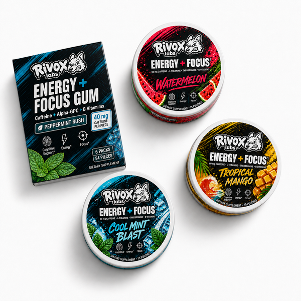The Full Stack – Zero-Nicotine Focus Bundle | 3 Pouch Tins + Energy Gum, Caffeine + L-Theanine (No Crash)