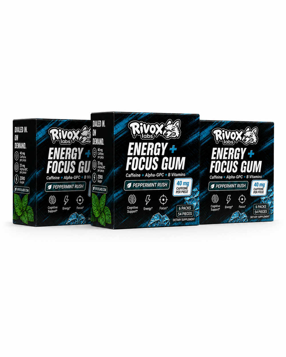 Rivox Energy + Focus Gum 3-box pack