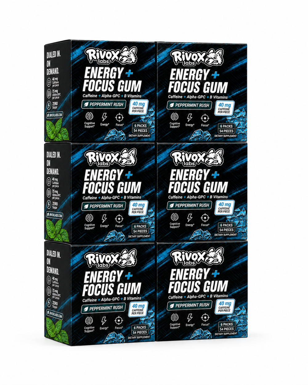 Rivox Energy + Focus Gum 6-box pack