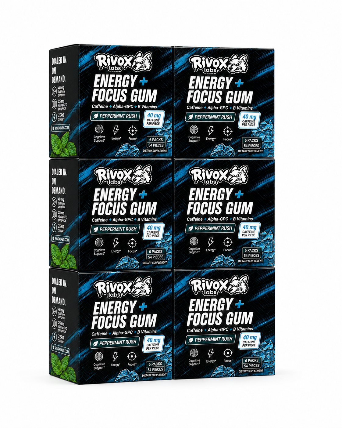 Rivox Energy + Focus Gum 6-box pack