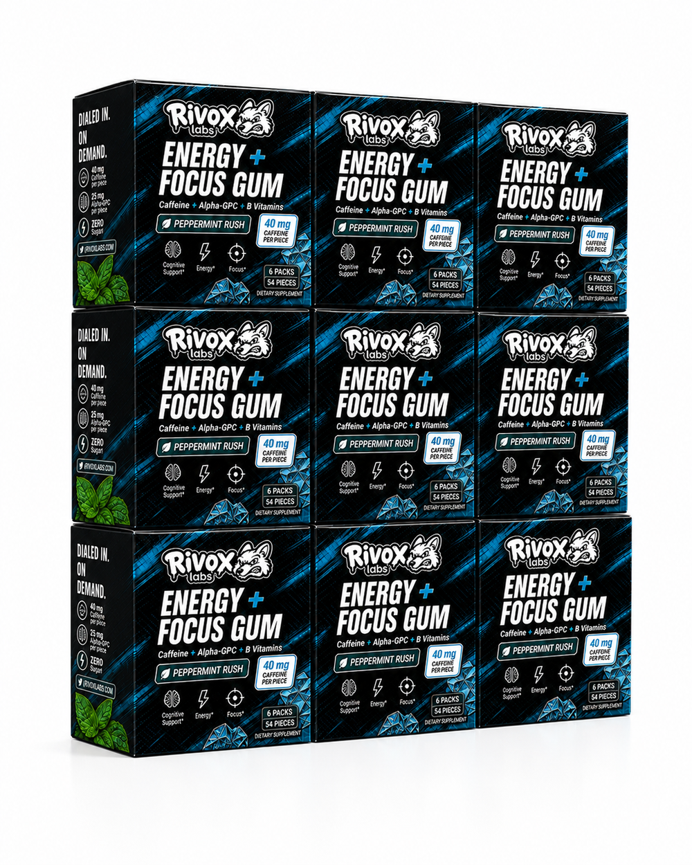 Rivox Energy + Focus Gum 9-box pack