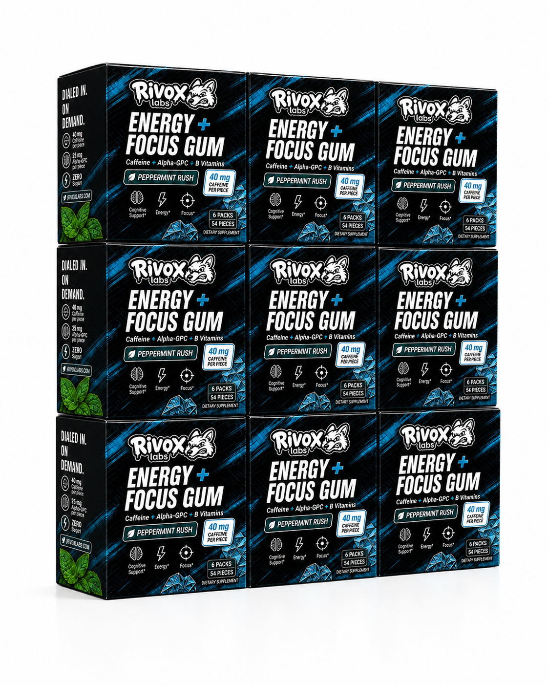 Rivox Energy + Focus Gum 9-box pack