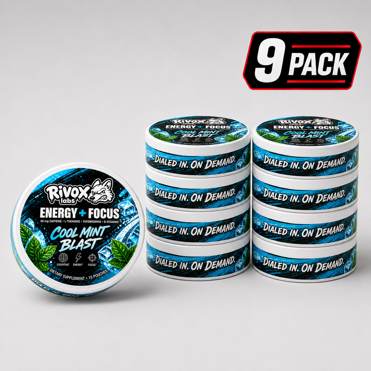 Rivox Focus Pouches – Cool Mint Blast 9-Pack