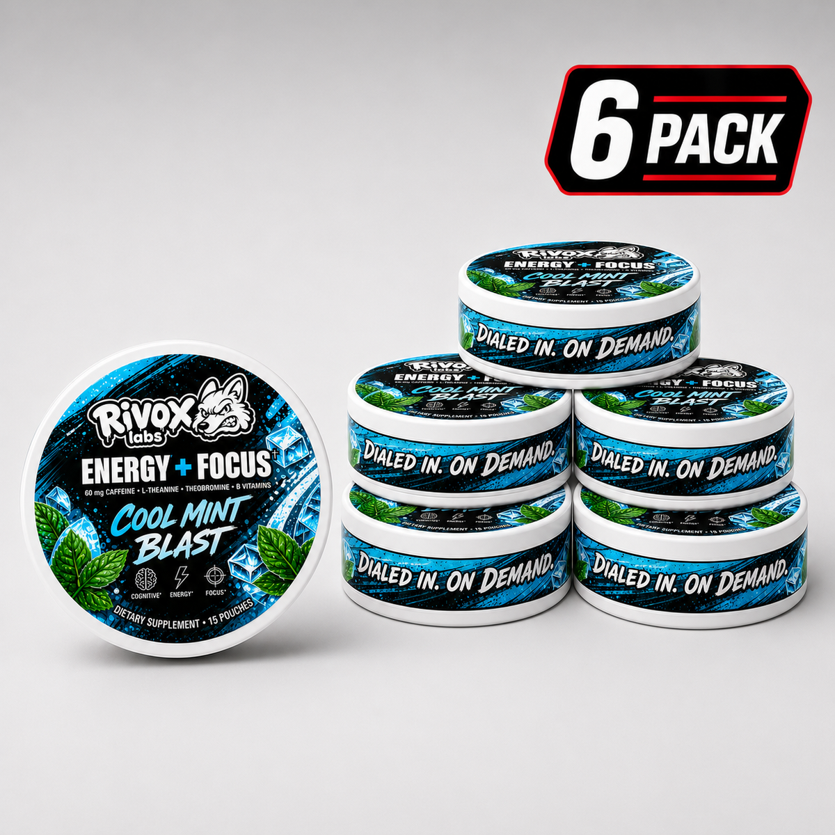 Rivox Focus Pouches – Cool Mint Blast 6-Pack