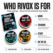 Who Rivox focus pouches are for: professionals, students, athletes, and people quitting nicotine