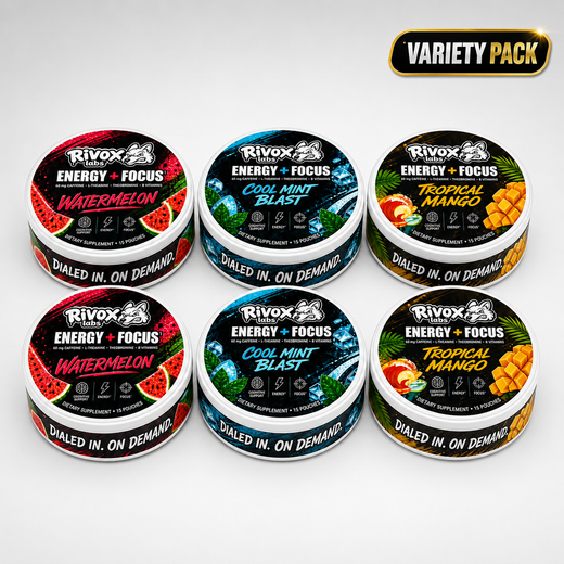 Rivox Focus Pouches – 6-Pack | 2 of each flavor, Zero Nicotine