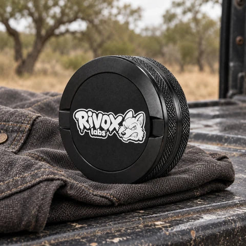 Included black Rivox metal pouch case